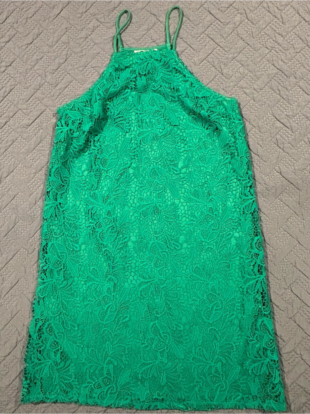 miami Emerald Green Crochet Halter Mini Dress